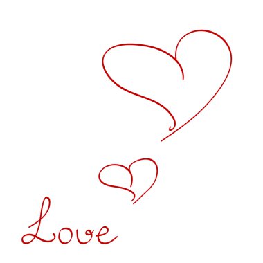 two hearts with sign love clipart