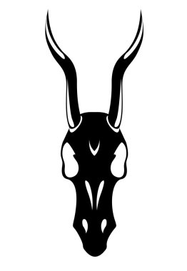 Monochrome drawing of the skull with horns horse clipart
