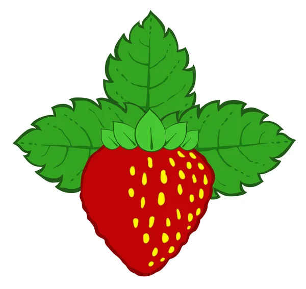 Χειροποίητη φράουλα με φύλλα — Διανυσματικό Αρχείο