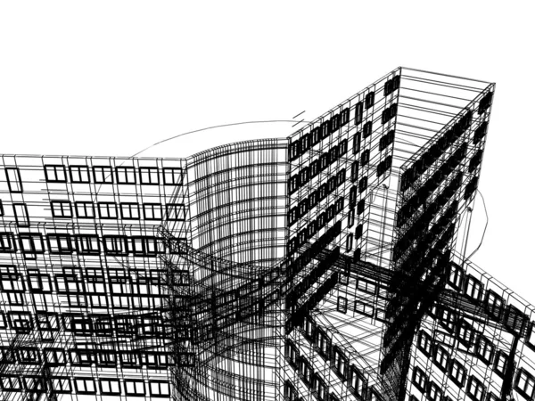 Construcción 3D arquitectónica abstracta —  Fotos de Stock