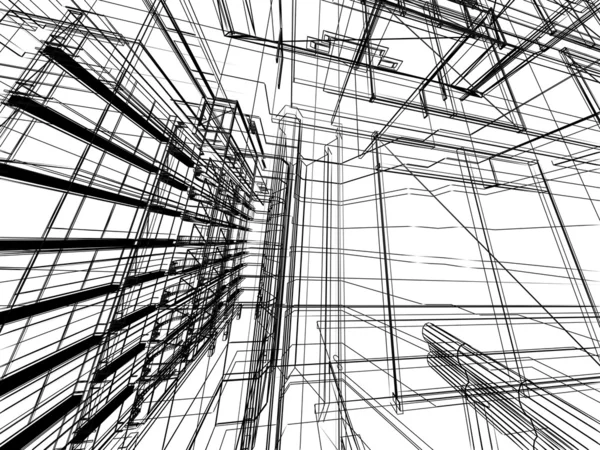 Abstract architectural 3D construction — Stock Photo, Image