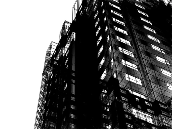3d modernes abstraktes modernes Gebäude — Stockfoto