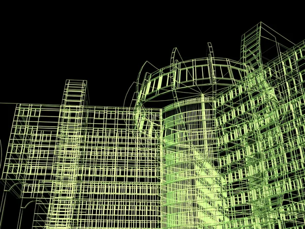 Абстрактное архитектурное 3D строительство — стоковое фото