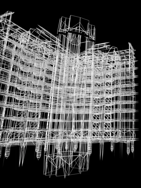 3D moderne abstrakte Wolkenkratzer — Stockfoto