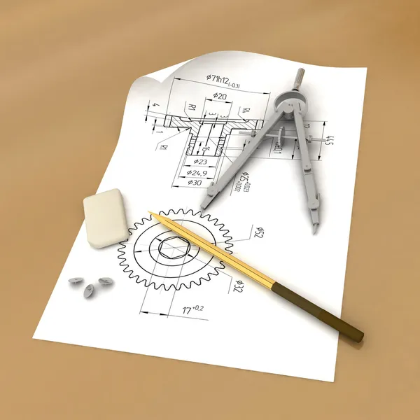 Zenekar, a ceruzát és az iránytű — Stock Fotó