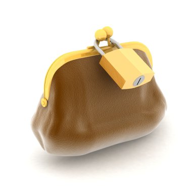 Brown purse closed on the lock clipart