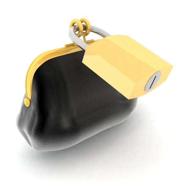 3D uma ilustração de uma bolsa fechada na fechadura — Fotografia de Stock