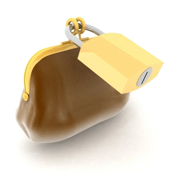 3D an illustration of a purse closed on the lock — Stock Photo, Image