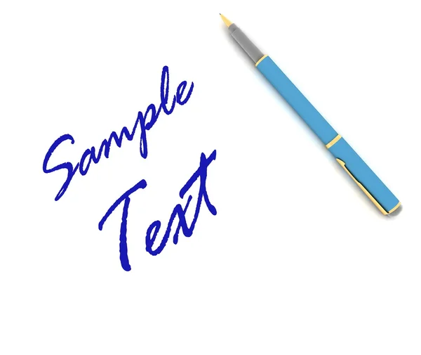 Texto caneta esferográfica final azul — Fotografia de Stock