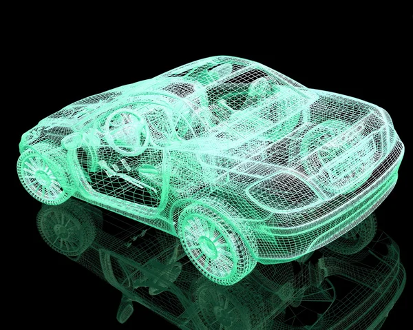 Модель автомобіля на чорному тлі з відображенням — стокове фото