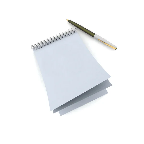 Блокнот и ручка на белом фоне — стоковое фото