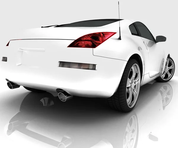 Модель автомобіля на білому тлі з відображенням — стокове фото