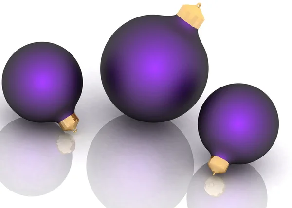 紫吗? 孤立的白色背景上的圣诞球 — 图库照片