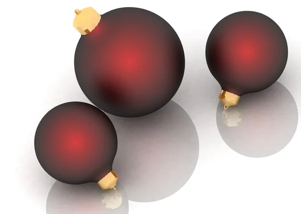 白の背景に分離された 3 つのクリスマス ボール — ストック写真