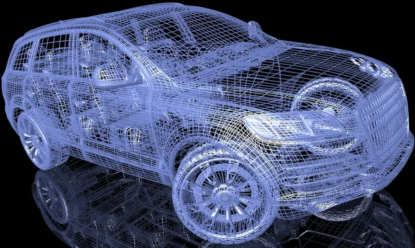 Модель автомобиля с отражением — стоковое фото