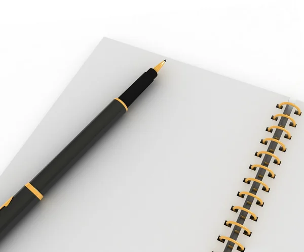 Notizbuch und Stift auf weißem Hintergrund — Stockfoto
