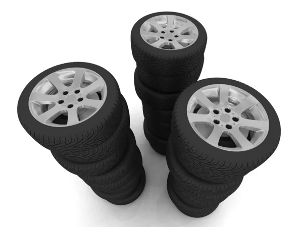 Nuevas ruedas sobre fondo blanco —  Fotos de Stock