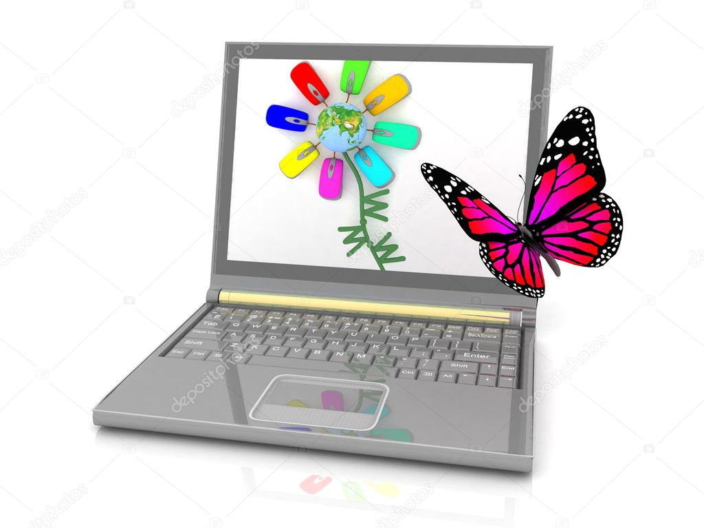 Icon of the laptop with the butterfly