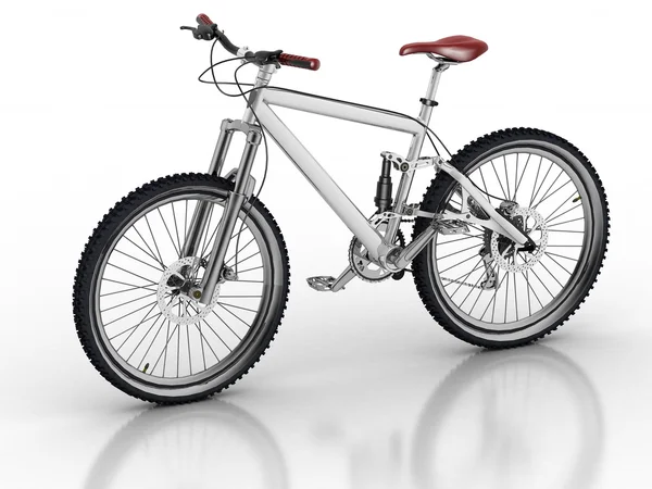 反射と白い背景で隔離の自転車 — ストック写真