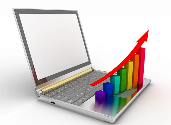 Laptop 3d com gráfico — Fotografia de Stock