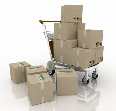 Hand truck with cardboard boxes clipart