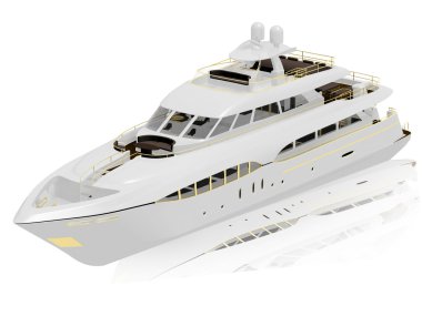 White pleasure yacht clipart