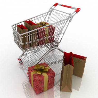 Shopping cart and holidays purchases clipart