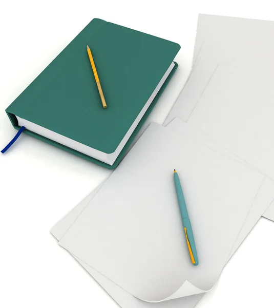 Blank note paper with pen — Stock Photo, Image