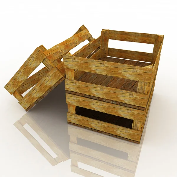 Lege houten kisten — Stockfoto