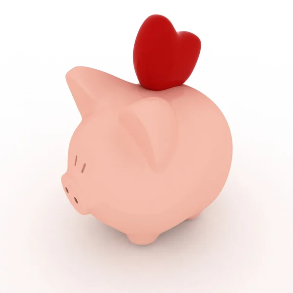 Piggy bank with hearts — Stock Photo, Image