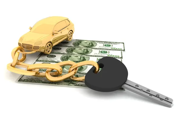 Car key and dollars — Stock Photo, Image