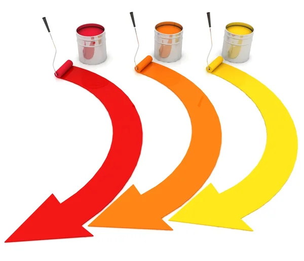 Open buckets with a paint and rollers — Stock Photo, Image
