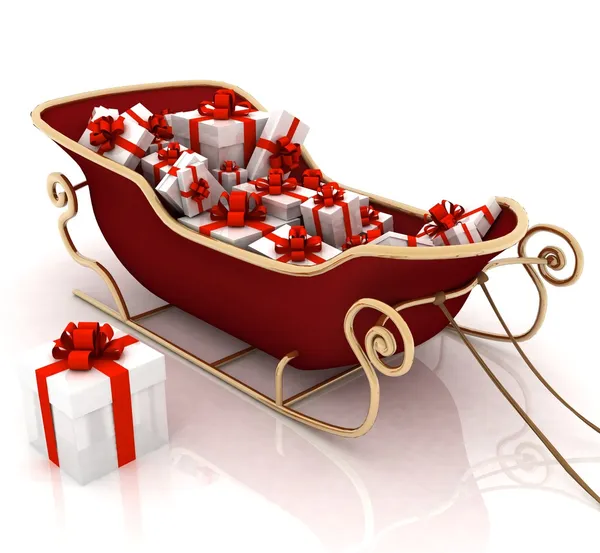 Christmas Santa sledge with gifts — Stock Photo, Image
