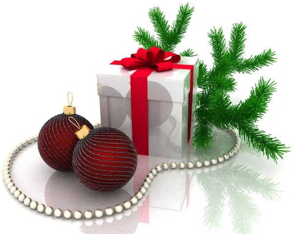 분기 전나무와 크리스마스 선물 — 스톡 사진