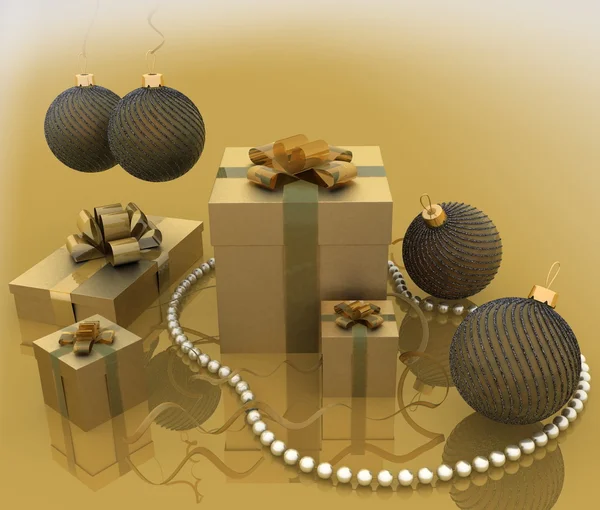 De gift van Kerstmis met een ketting van parels — Stockfoto