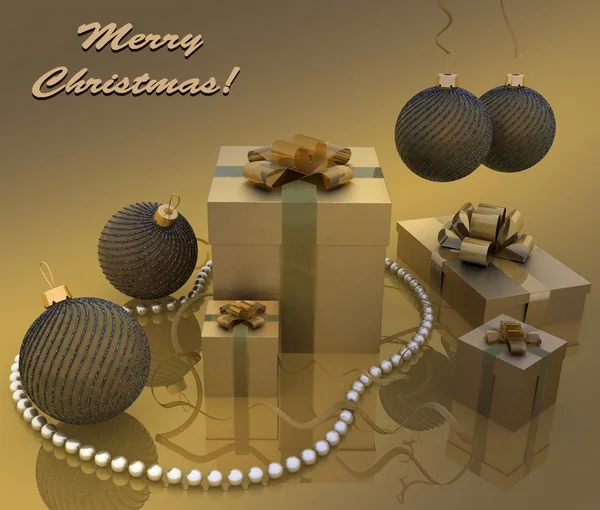 真珠のネックレスを持つクリスマス ギフト — ストック写真