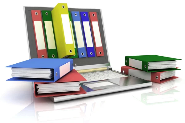 Computer and folders for documents — Stock Photo, Image