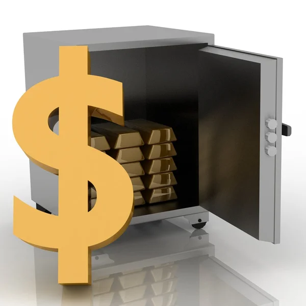 Steel safe with dollar sign outside — Stock Photo, Image