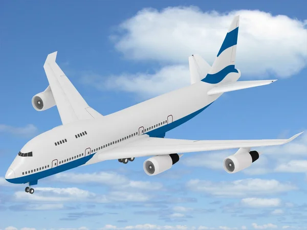 Flugzeug am blauen Himmel — Stockfoto
