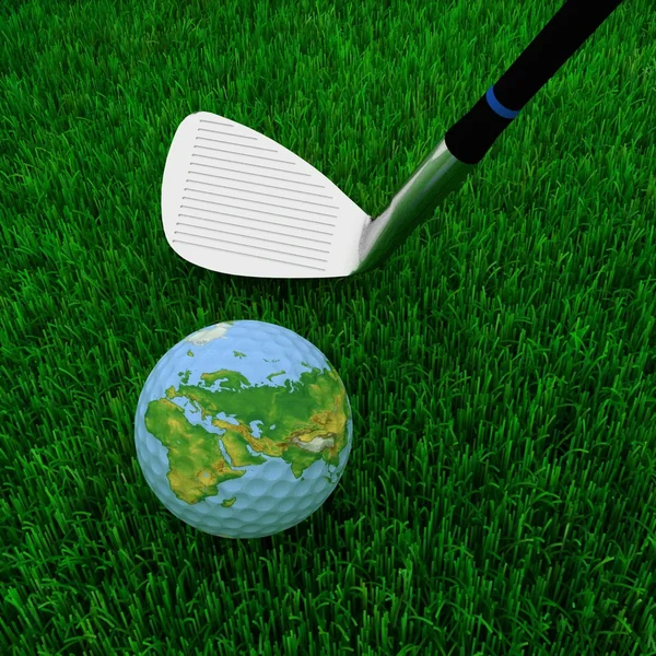 Golf club and globe — Stock Photo, Image