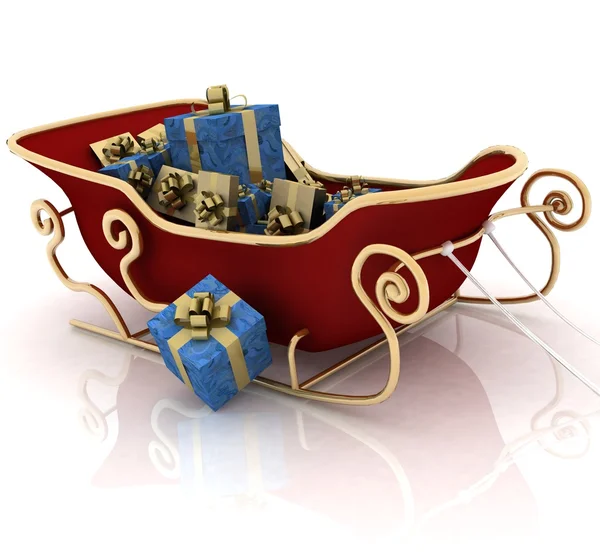 Weihnachtsmann-Schlitten mit Geschenken — Stockfoto