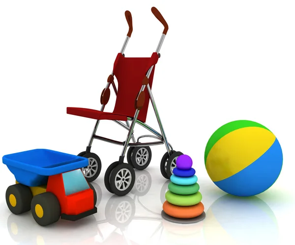 Carriage and children's toys — Stock Photo, Image