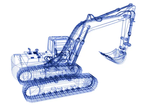 3D modell grävmaskin — Stockfoto