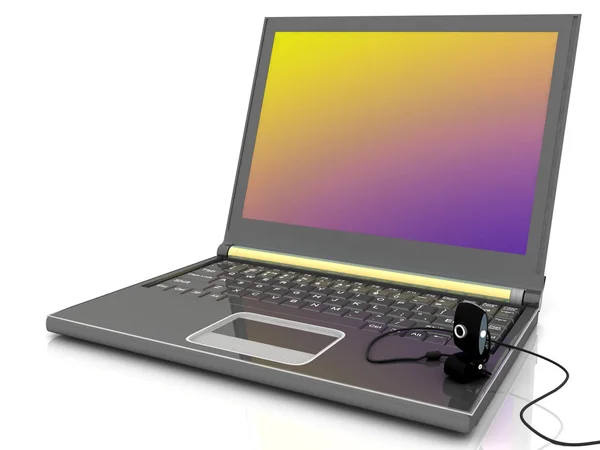 Laptop met een webcam — Stockfoto