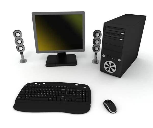 Black computer with speakers — Stock Photo, Image