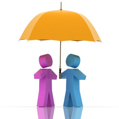 şemsiye ile iki kişi