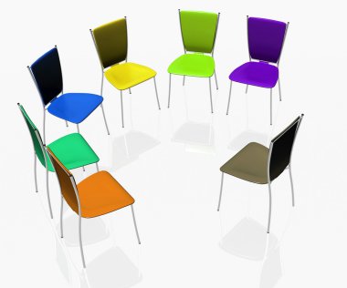 Group of chairs costs a half-round clipart