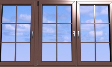 Sky seen through an wooden window clipart