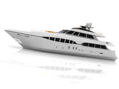 White pleasure yacht clipart