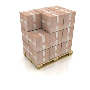 ahşap palet üzerindeki karton kutular